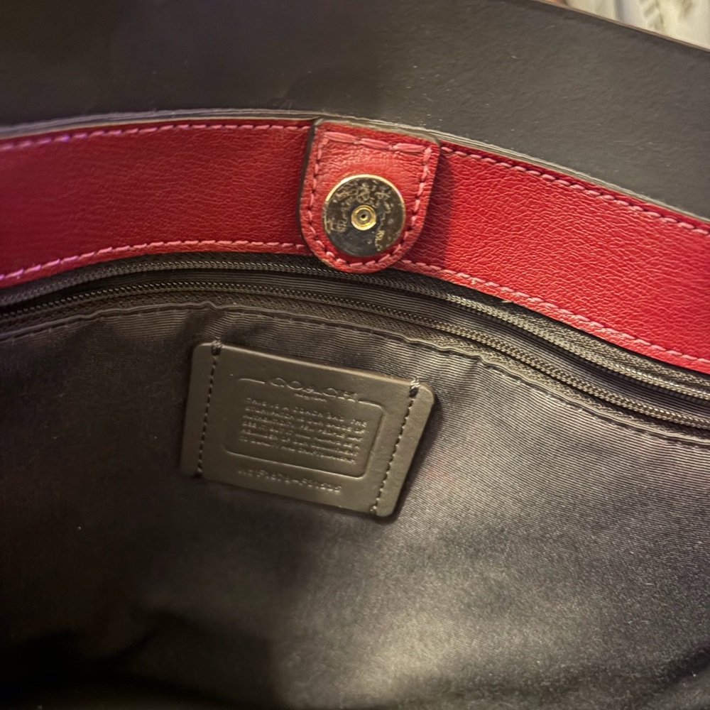 Coach Cherry Red Leather Tote - Picture 4 of 5